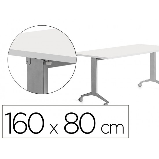 MESA ROCADA 2002FD04 CON TABLERO ABATIBLE COLOR ALUMINIO/BLANCO 160X80 CM MESA ROCADA 2002FD04 CON TABLERO ABATIBLE COLOR ALUMINIO/BLANCO 160X80 CM