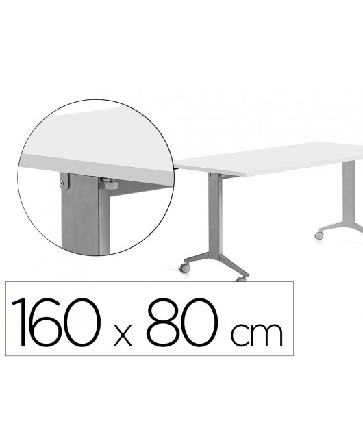 MESA ROCADA 2002FD04 CON TABLERO ABATIBLE COLOR ALUMINIO/BLANCO 160X80 CM