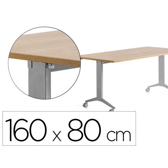 MESA ROCADA 2002FD08 CON TABLERO ABATIBLE COLOR ALUMINIO/ROBLE 160X80 CM MESA ROCADA 2002FD08 CON TABLERO ABATIBLE COLOR ALUMINIO/ROBLE 160X80 CM