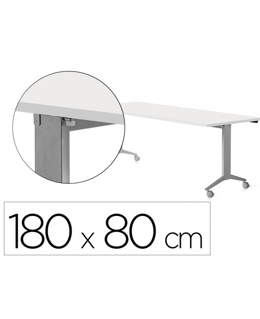 MESA ROCADA 2003FD04 CON TABLERO ABATIBLE COLOR ALUMINIO/BLANCO 180X80 CM