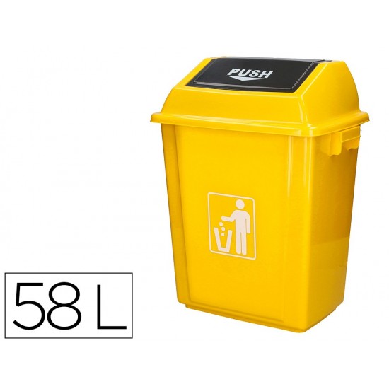 PAPELERA CONTENEDOR Q-CONNECT PLASTICO CON TAPA DE BALANCIN 58 LITROS AMARILLO 470X330X760 MM PAPELERA CONTENEDOR Q-CONNECT PLASTICO CON TAPA DE BALANCIN 58 LITROS AMARILLO 470X330X760 MM