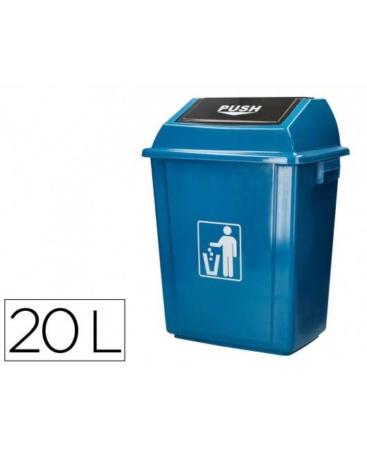 PAPELERA CONTENEDOR Q-CONNECT PLASTICO CON TAPA DE BALANCIN 20 LITROS AZUL 340X240X450 MM