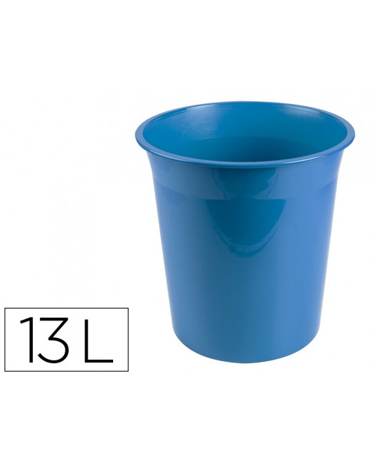 PAPELERA PLASTICO LIDERPAPEL CELESTE OPACO 13 LITROS 275X285 MM