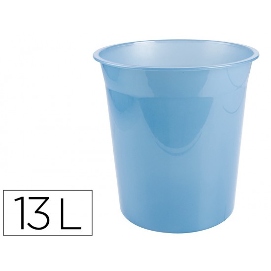 PAPELERA PLASTICO LIDERPAPEL CELESTE TRANSLUCIDO 13 LITROS 275X285 MM PAPELERA PLASTICO LIDERPAPEL CELESTE TRANSLUCIDO 13 LITROS 275X285 MM