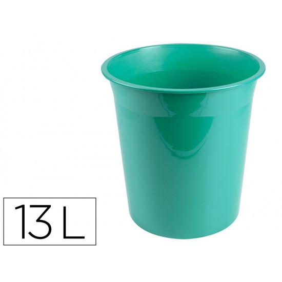 PAPELERA PLASTICO LIDERPAPEL MENTA OPACO 13 LITROS 275X285 MM PAPELERA PLASTICO LIDERPAPEL MENTA OPACO 13 LITROS 275X285 MM