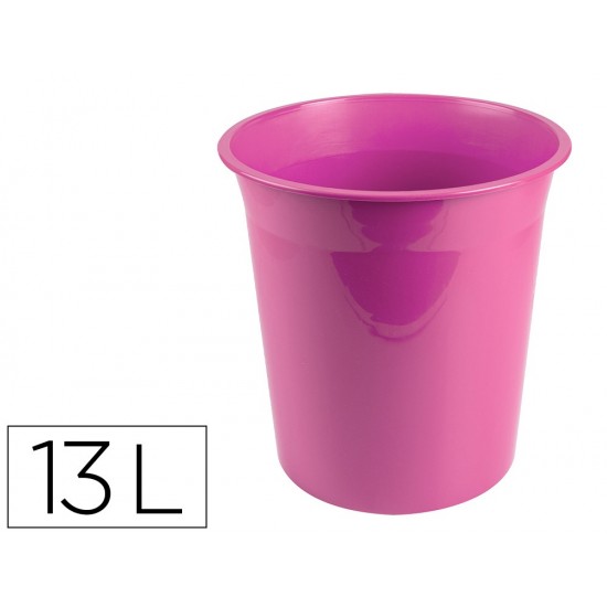 PAPELERA PLASTICO LIDERPAPEL ROSA OPACO 13 LITROS 275X285 MM PAPELERA PLASTICO LIDERPAPEL ROSA OPACO 13 LITROS 275X285 MM