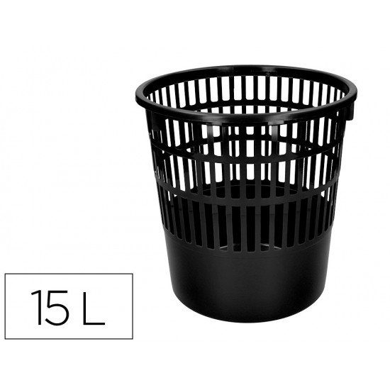 PAPELERA PLASTICO LIDERPAPEL ECOUSE 100% RECICLADA 15 LITROS COLOR NEGRO 285X290 MM PAPELERA PLASTICO LIDERPAPEL ECOUSE 100% RECICLADA 15 LITROS COLOR NEGRO 285X290 MM
