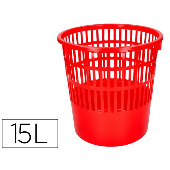 PAPELERA PLASTICO Q-CONNECT 15 LITROS REJILLA COLOR ROJO 285X290 MM PAPELERA PLASTICO Q-CONNECT 15 LITROS REJILLA COLOR ROJO 285X290 MM
