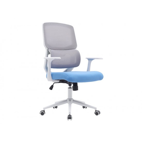 SILLA Q-CONNECT OFICINA LUCCA MALLA BASE METALICA ALT MAX 1090 ANC 700 PROF 650 RUEDAS PREMIUM COLOR BLANCO GRIS AZUL