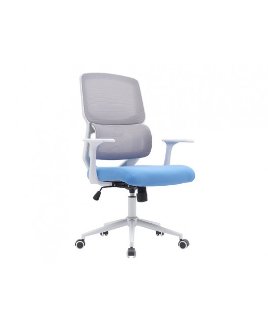 SILLA Q-CONNECT OFICINA LUCCA MALLA BASE METALICA ALT MAX 1090 ANC 700 PROF 650 RUEDAS PREMIUM COLOR BLANCO GRIS AZUL