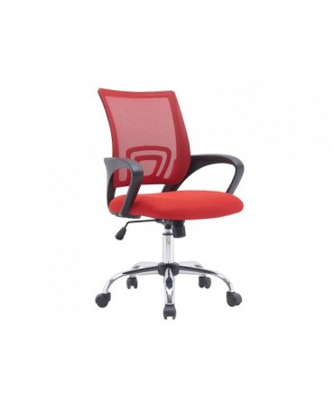 Silla oficina respaldo malla negro asiento rojo ref: 146 PC