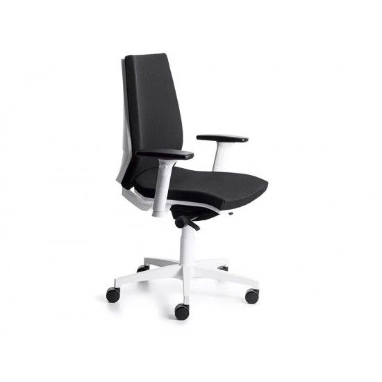 SILLA ROCADA DIRECCION CON BRAZOS REGULABLES BASE POLIMERO MECANISMO SINCRO CARCASA BLANCA TELA NEGRO SILLA ROCADA DIRECCION CON BRAZOS REGULABLES BASE POLIMERO MECANISMO SINCRO CARCASA BLANCA TELA NEGRO
