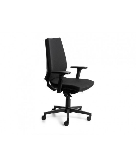 SILLA ROCADA DIRECCION CON BRAZOS REGULABLES BASE POLIMERO MECANISMO SINCRO CARCASA NEGRA TELA NEGRO
