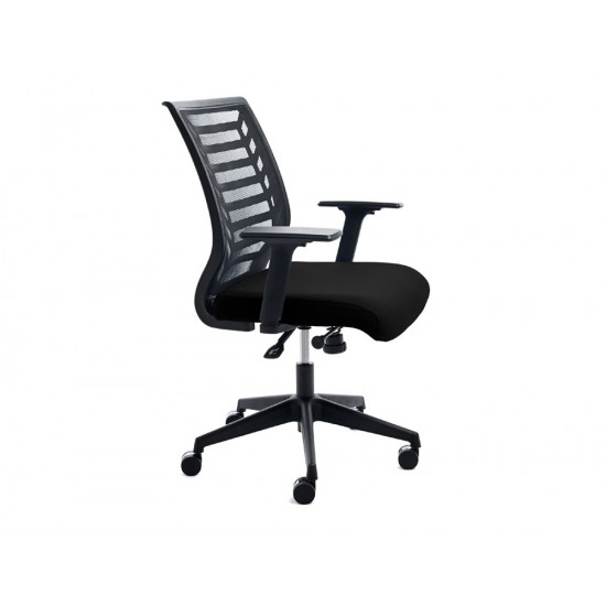 SILLA ROCADA DE OFICINA CON BRAZOS RESPALDO EN MALLA TRANSPIRABLE Y ASIENTO TAPIZADO EN TELA IGNIFUGA SILLA ROCADA DE OFICINA CON BRAZOS RESPALDO EN MALLA TRANSPIRABLE Y ASIENTO TAPIZADO EN TELA IGNIFUGA