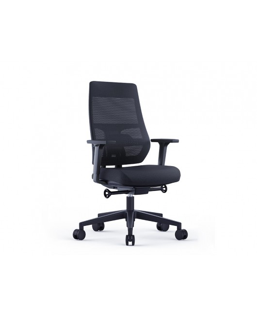 SILLA ROCADA DIRECCION CON BRAZOS REGULABLES BASE POLIMERO RESPALDO DE MALLA Y ASIENTO EN TELA NEGRO