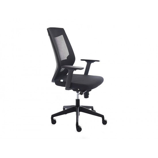 SILLA ROCADA DE OFICINA CON BRAZOS REGULABLES RESPALDO EN MALLA Y ASIENTO EN TELA IGNIFUGA CON APOYO LUMBAR SILLA ROCADA DE OFICINA CON BRAZOS REGULABLES RESPALDO EN MALLA Y ASIENTO EN TELA IGNIFUGA CON APOYO LUMBAR