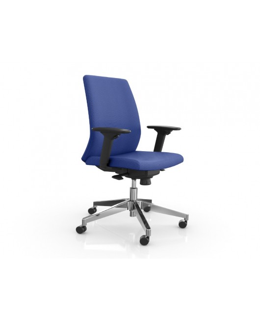 SILLA ROCADA DIRECCION BRAZOS REGULABLES BASE ALUMINIO RESPALDO Y ASIENTO TELA IGNIFUGA AZUL 680X630X990 MM