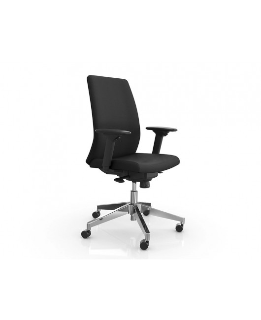 SILLA ROCADA DIRECCION BRAZOS REGULABLES BASE ALUMINIO RESPALDO Y ASIENTO TELA IGNIFUGA NEGRO 680X630X990 MM