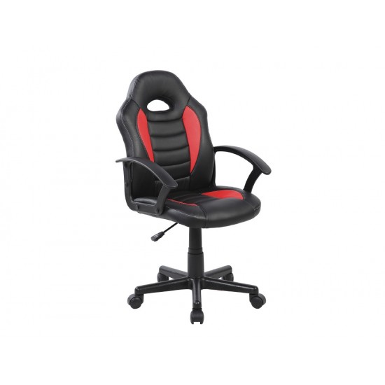 SILLA ROCADA GAMING CON BRAZOS FIJOS BASE NYLON CON RUEDAS SIMILPIEL NEGRO/ROJO 435X430X880-995 MM SILLA ROCADA GAMING CON BRAZOS FIJOS BASE NYLON CON RUEDAS SIMILPIEL NEGRO/ROJO 435X430X880-995 MM