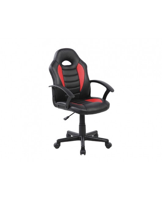 SILLA ROCADA GAMING CON BRAZOS FIJOS BASE NYLON CON RUEDAS SIMILPIEL NEGRO/ROJO 435X430X880-995 MM