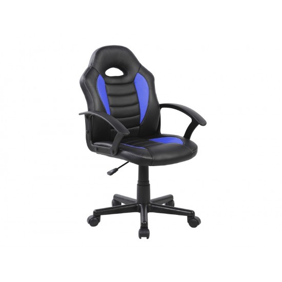 SILLA ROCADA GAMING CON BRAZOS FIJOS BASE NYLON CON RUEDAS SIMILPIEL NEGRO/AZUL 435X430X880-995 MM SILLA ROCADA GAMING CON BRAZOS FIJOS BASE NYLON CON RUEDAS SIMILPIEL NEGRO/AZUL 435X430X880-995 MM