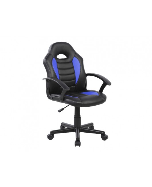 SILLA ROCADA GAMING CON BRAZOS FIJOS BASE NYLON CON RUEDAS SIMILPIEL NEGRO/AZUL 435X430X880-995 MM