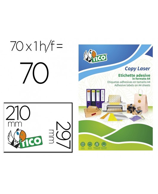 ETIQUETA ADHESIVA TICO NARANJA FLUOR PERMANENTE FSC LASER/INKJET/FOTOCOPIA 210X297 MM CAJA DE 70 UNIDADES
