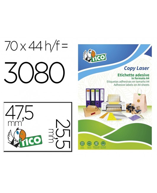 ETIQUETA ADHESIVA TICO ROJO FLUOR PERMANENTE FSC LASER/ INKJET/FOTOCOPIA 47