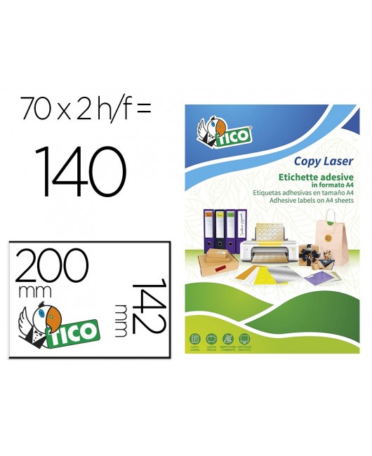 ETIQUETA ADHESIVA TICO VERDE FLUOR PERMANENTE FSC LASER/ INKJET/FOTOCOPIA 200X142 MM CAJA DE 140 UNIDADES