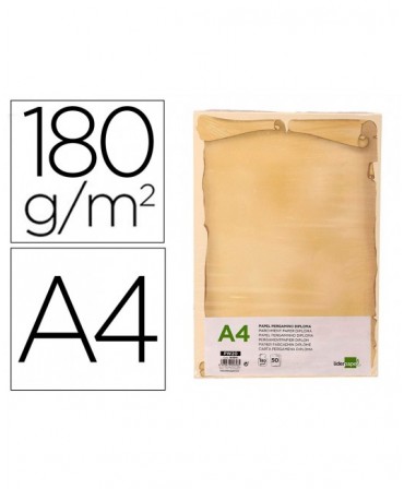 PAPEL PERGAMINO LIDERPAPEL DIN A4 DIPLOMA 180 G/M2 PAQUETE DE 50 HOJAS