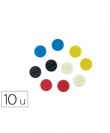 IMAN PARA SUJECION NOBO 24 MM DIAMETRO CAJA DE 10 UNIDADES COLORES SURTIDOS