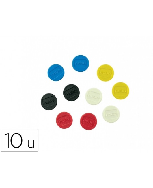 IMAN PARA SUJECION NOBO 24 MM DIAMETRO CAJA DE 10 UNIDADES COLORES SURTIDOS