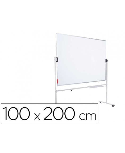 PIZARRA BLANCA ROCADA ACERO LACADO MAGNETICO MARCO ALUMINIO DOBLE CARA VOLTEABLE 120X200 CM