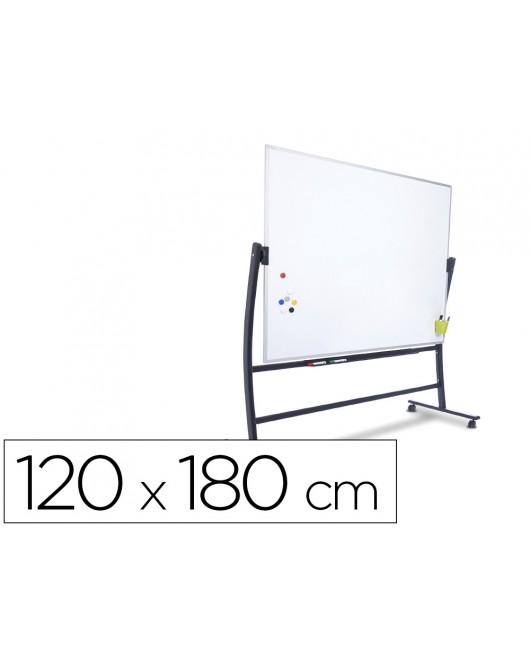 PIZARRA BLANCA ROCADA ACERO LACADO MAGNETICO MARCO ALUMINIO DOBLE CARA VOLTEABLE CURVE 120X180 CM