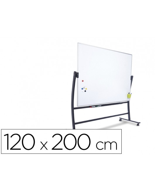 PIZARRA BLANCA ROCADA ACERO VITRIFICADO MAGNETICO MARCO ALUMINIO DOBLE CARA VOLTEABLE CURVE 120X200 CM
