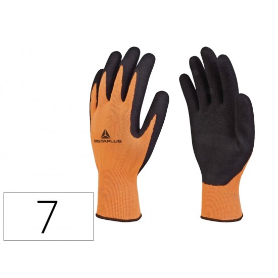 GUANTES DELTAPLUS POLIESTER IMPREGANDO LATEX PALMA Y DEDOS NARANJA FLUOR/NEGRO TALLA 7 GUANTES DELTAPLUS POLIESTER IMPREGANDO LATEX PALMA Y DEDOS NARANJA FLUOR/NEGRO TALLA 7