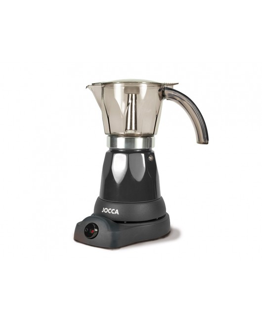 CAFETERA JOCCA ITALIANA ELECTRICA CAPACIDAD 6 TAZAS JARRA TRANSPARENTE SIN CABLES 220-240V COLOR NEGRO