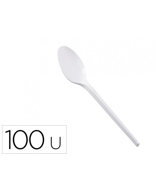 CUCHARA DE PLASTICO BLANCO REUTILIZABLE PAQUETE DE 100 UNIDADES