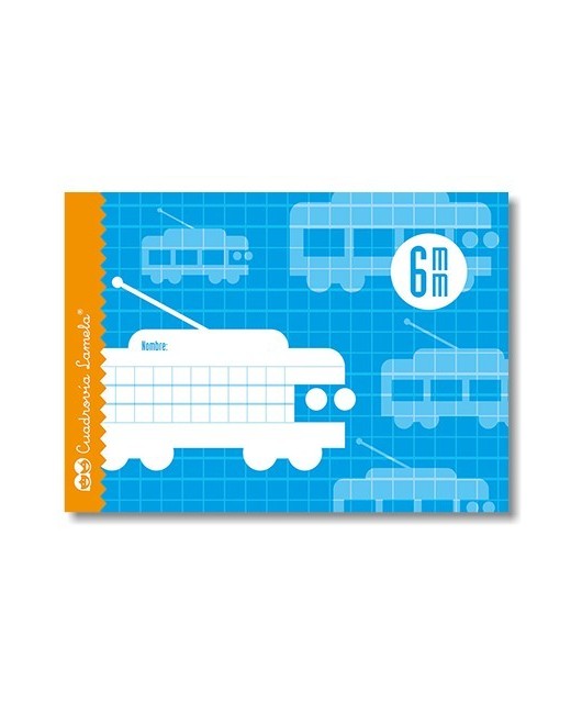 Libreta grapa cuarto apaisada 16 hojas. Cubierta cartoncillo plastificado. Cuadrovía 6mm.