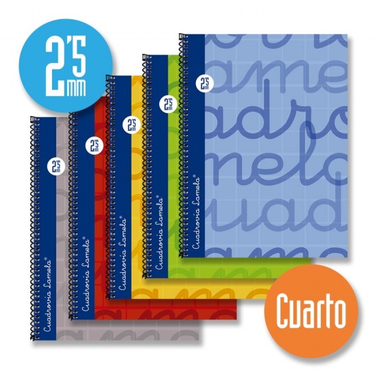 Cuaderno espiral cuarto 80 hojas. Cubierta extra dura AZUL . Cuadrovía 2