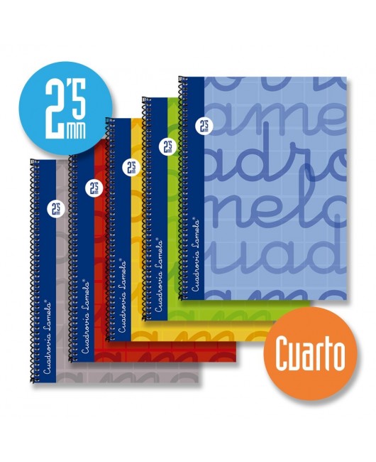 Cuaderno espiral cuarto 80 hojas. Cubierta extra dura AZUL . Cuadrovía 2