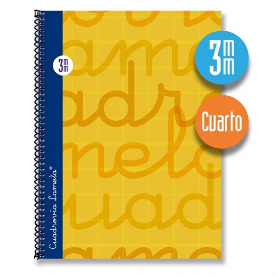 Cuaderno espiral cuarto 80 hojas. Cubierta extra dura NARANJA. Cuadrovía 3mm.