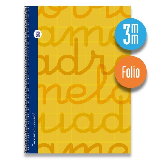 Cuaderno espiral FOLIO 80 hojas. Cubierta extra dura NARANJA.  Cuadrovía 3mm.
