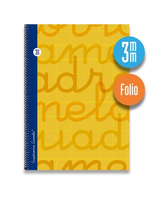 Cuaderno espiral FOLIO 80 hojas. Cubierta extra dura NARANJA.  Cuadrovía 3mm.