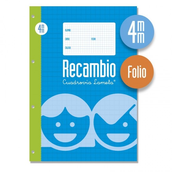 Recambio anillas tamaño folio 100 hojas . Cuadrovía 4mm. Recambio anillas tamaño folio 100 hojas . Cuadrovía 4mm.