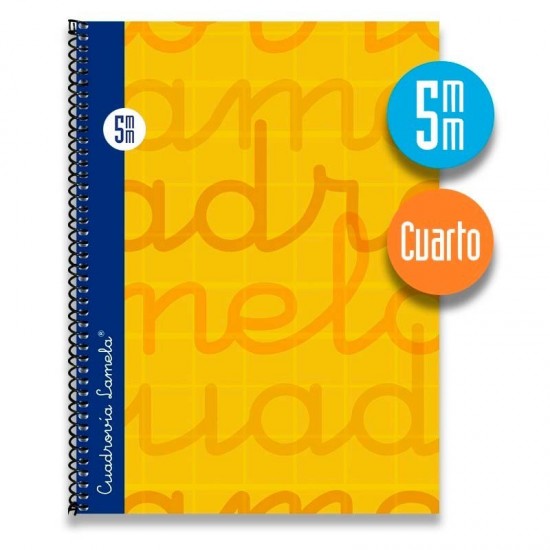 Cuaderno espiral cuarto 80 hojas. Cubierta extra dura NARANJA.  Cuadrovía 5mm.