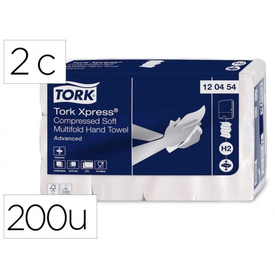 TOALLA DE PAPEL ENGARZADA 2 CAPAS TORK 21X33 CM PAQUETE DE 136 UNIDADES PARA DISPENSADOR H2