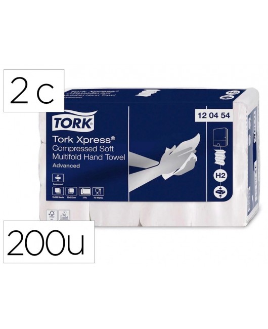 TOALLA DE PAPEL ENGARZADA 2 CAPAS TORK 21X33 CM PAQUETE DE 136 UNIDADES PARA DISPENSADOR H2